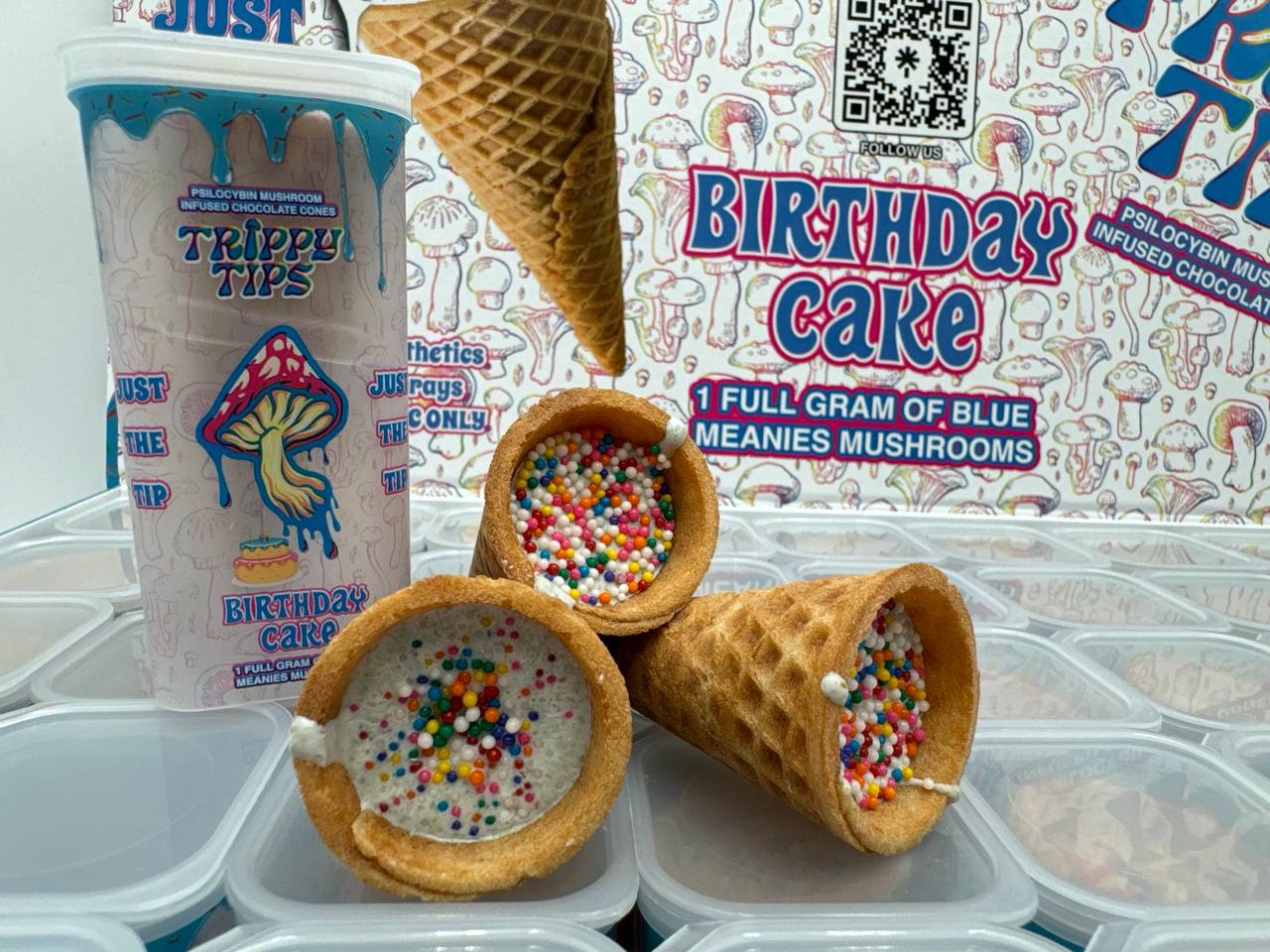 Trippy Tips Birthday Cake Cones